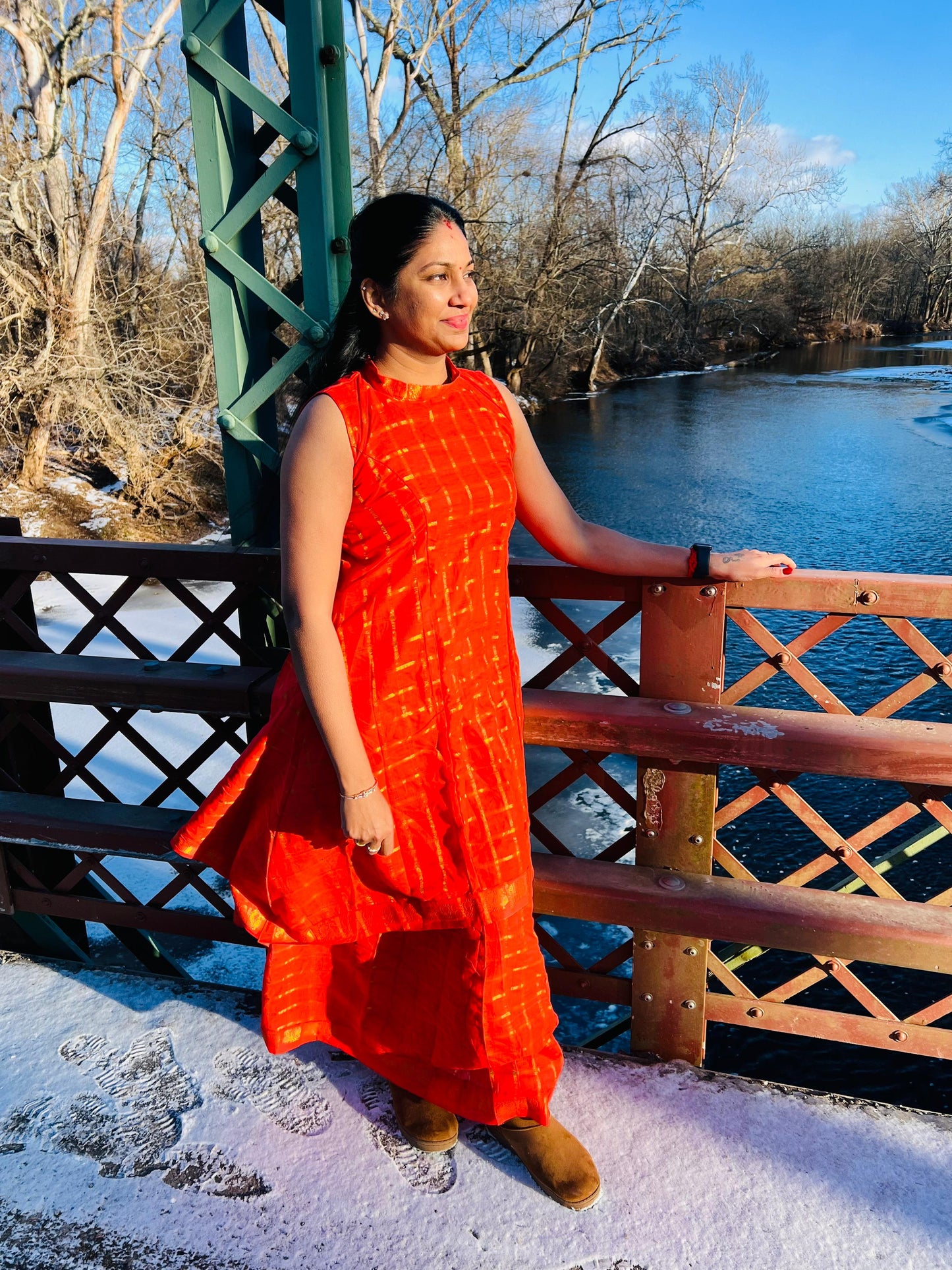 Orange Traditional Skirt & top