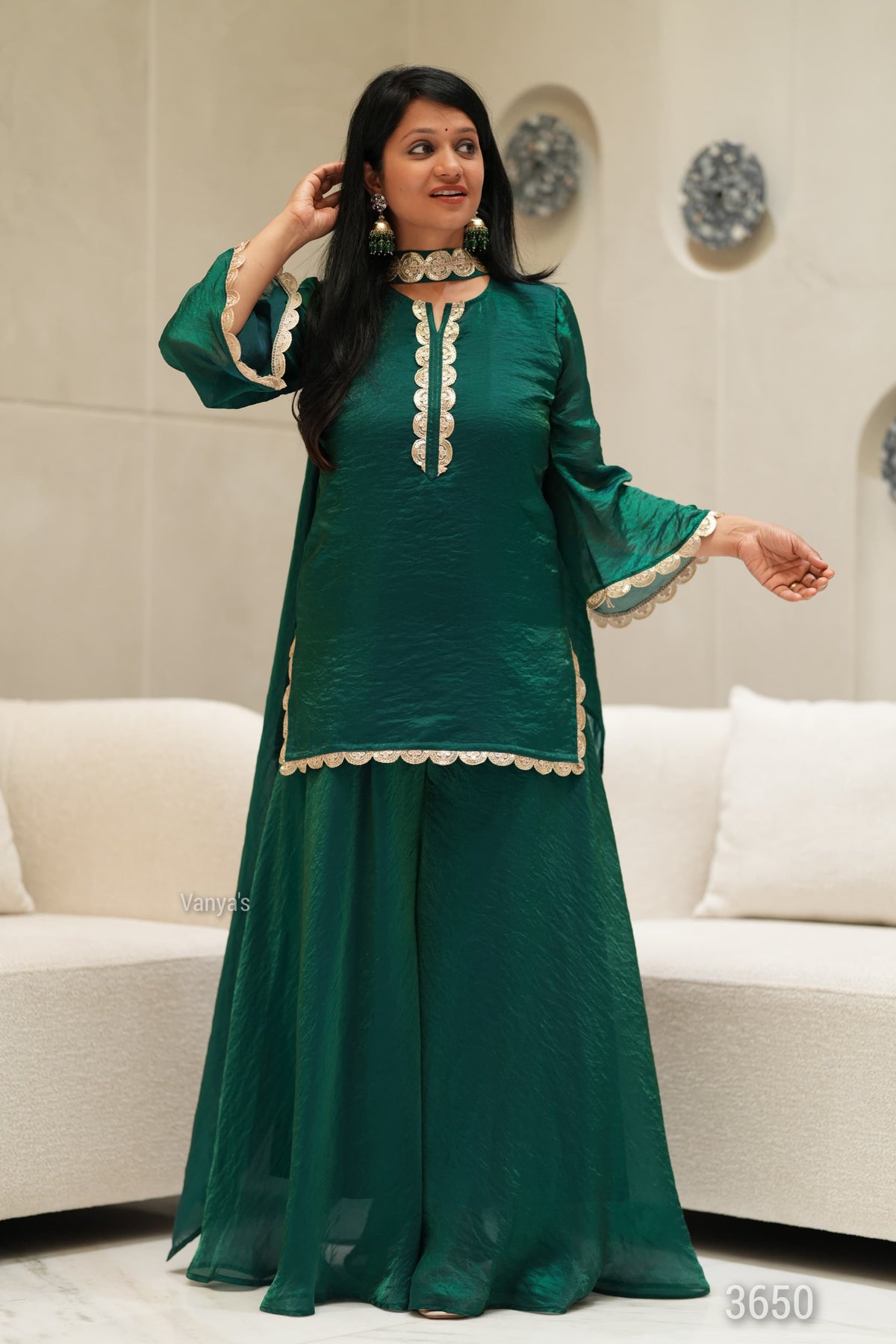 Bottle Green Sharara set