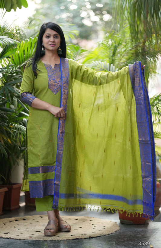 Parrot Green Kanchi Cotton