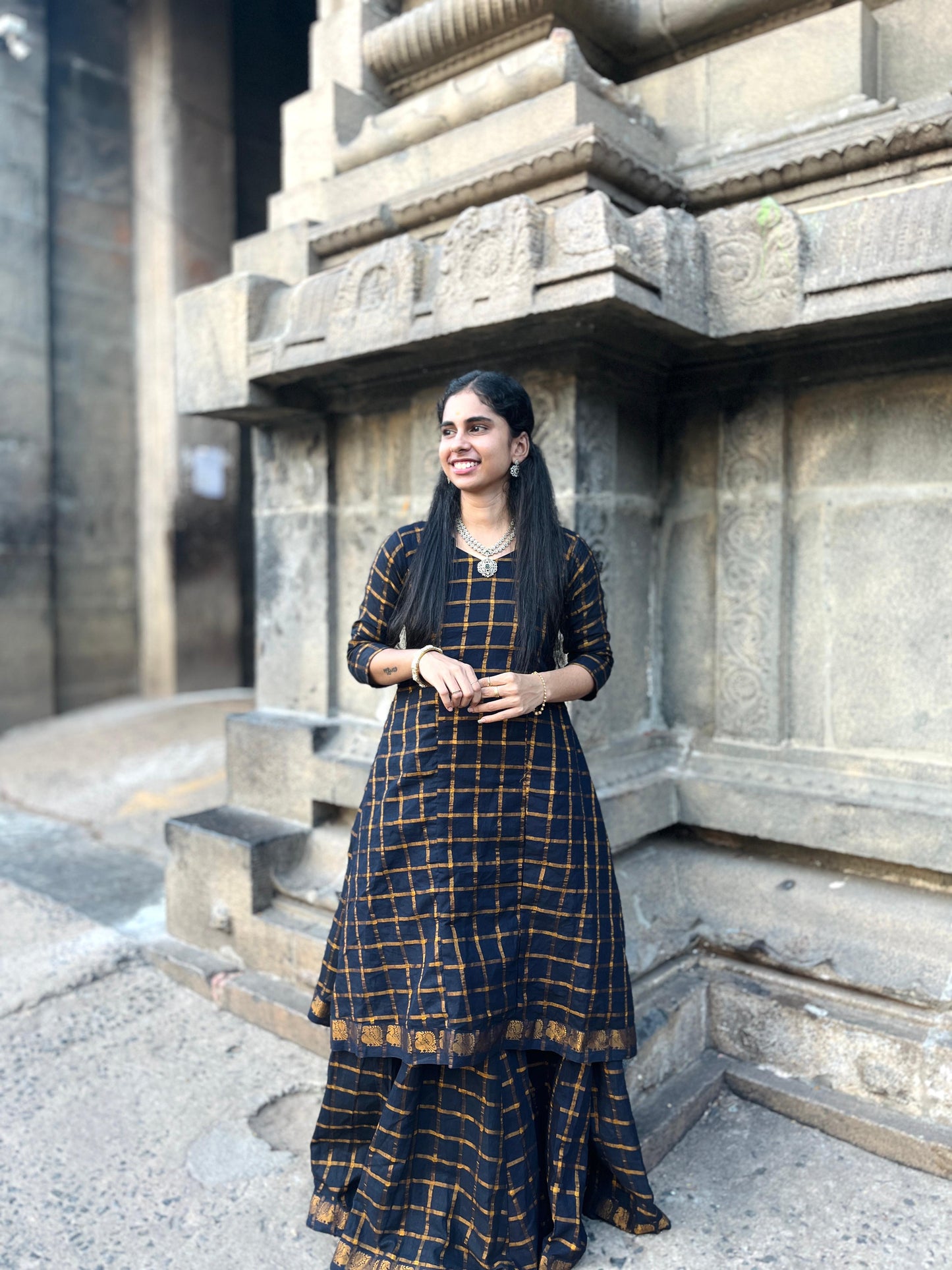 Star Neck  Blue Skirt and top