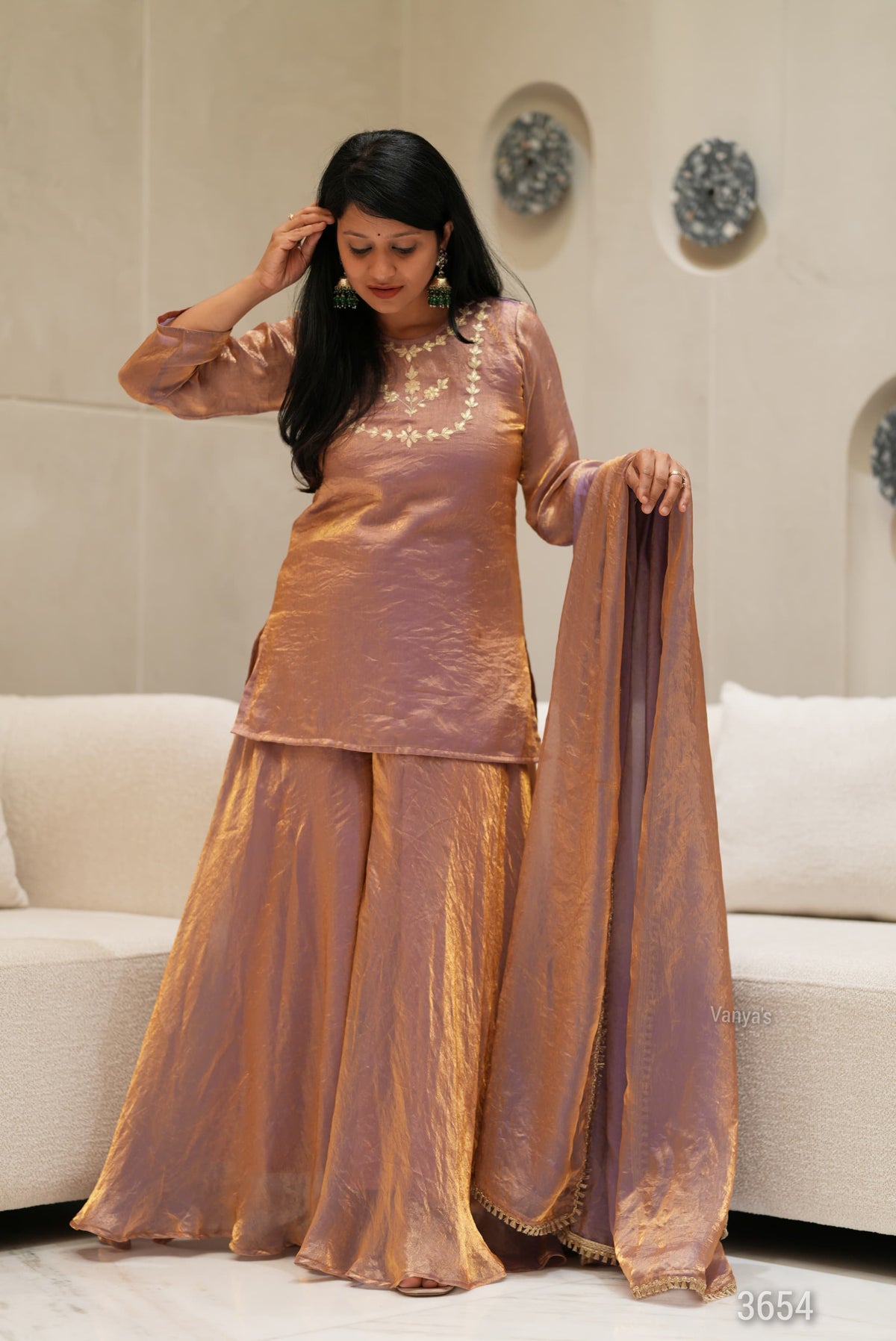 Rose Gold Sharara set