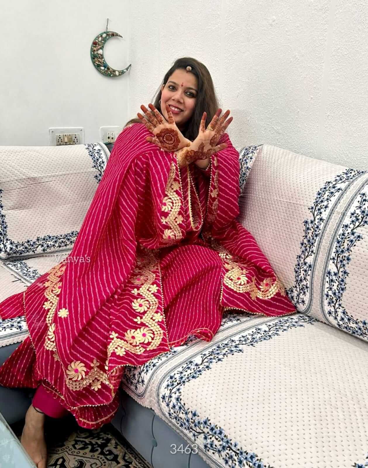 Kota Anarkali in Lehriya Print