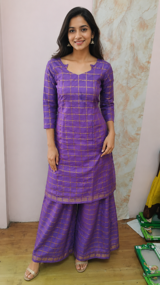 Purple Star Neck Top & Pant