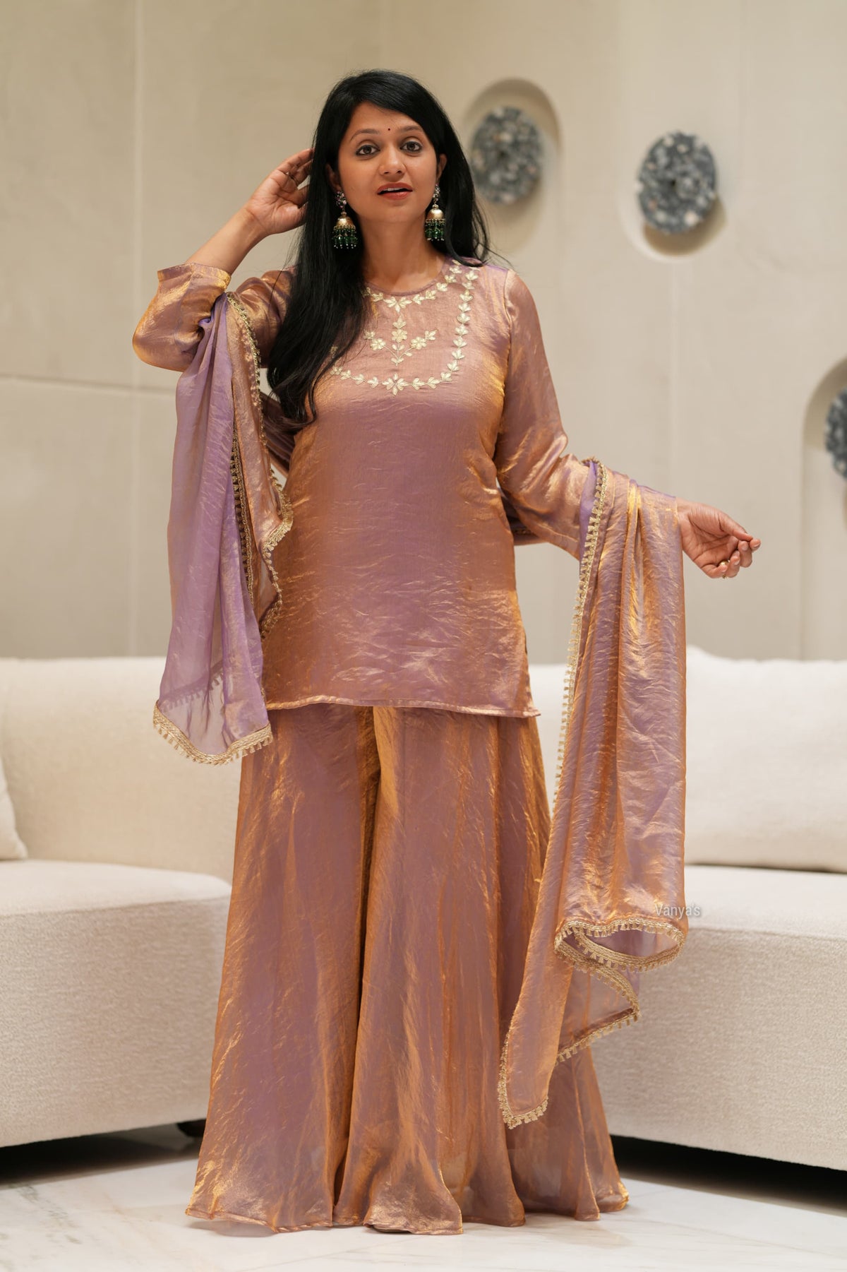 Rose Gold Sharara set