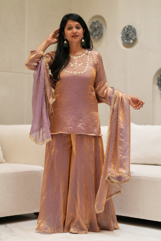 Rose Gold Sharara set