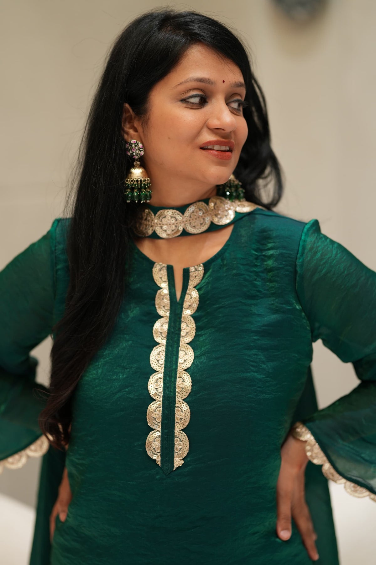 Bottle Green Sharara set