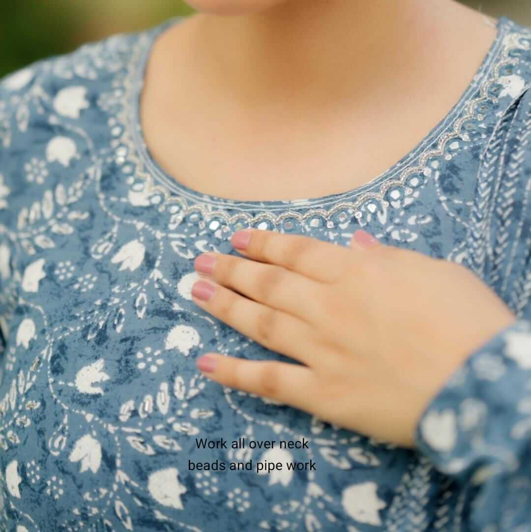 Powder blue with white floral