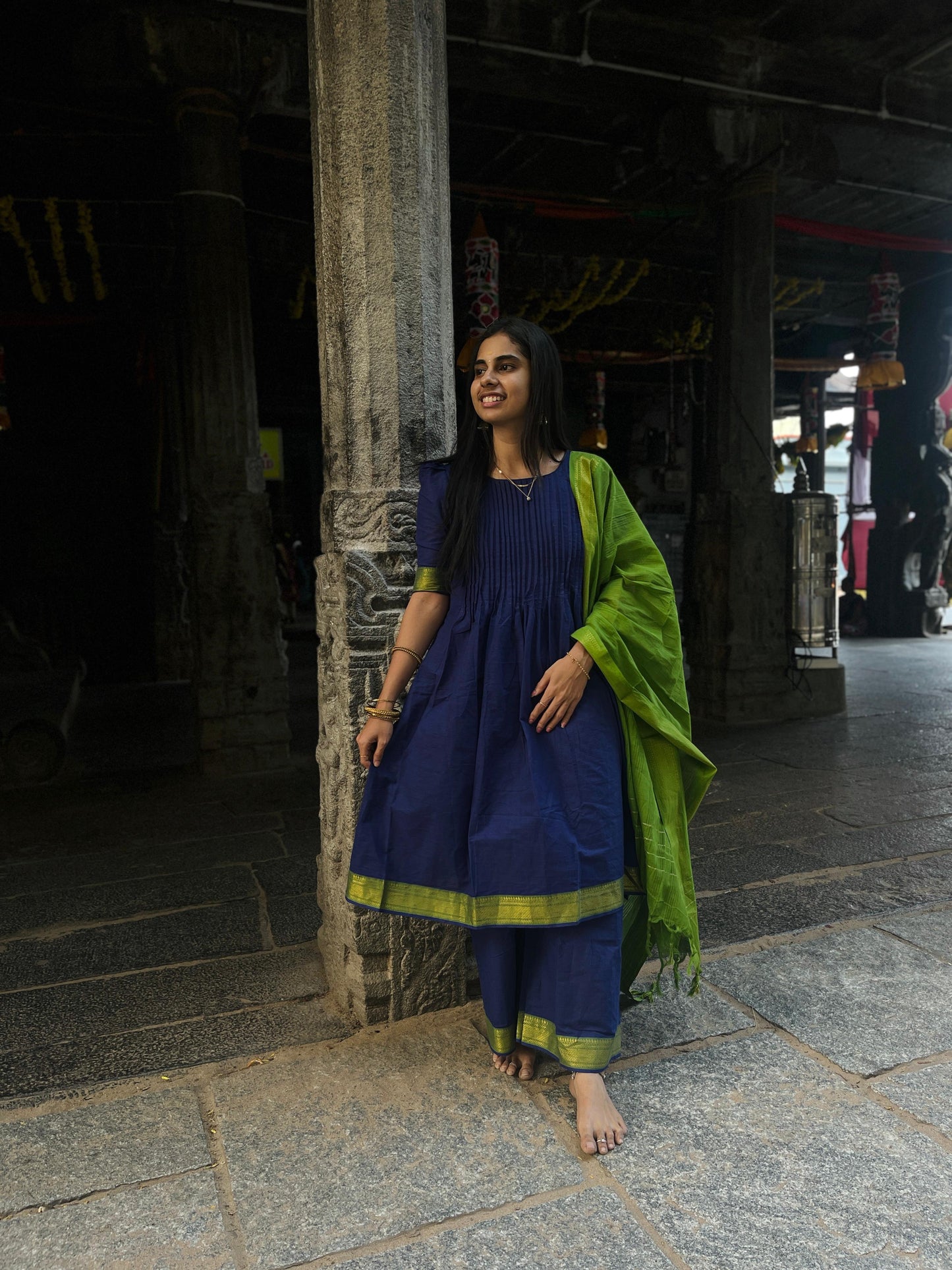 Royal Blue & Green Pintex