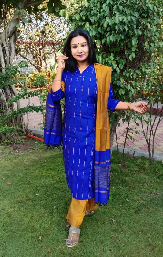 V Closed Neck Silk Salwar