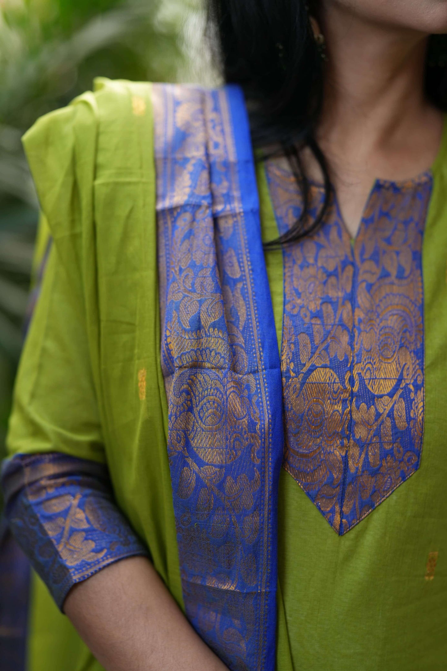 Parrot Green Kanchi Cotton