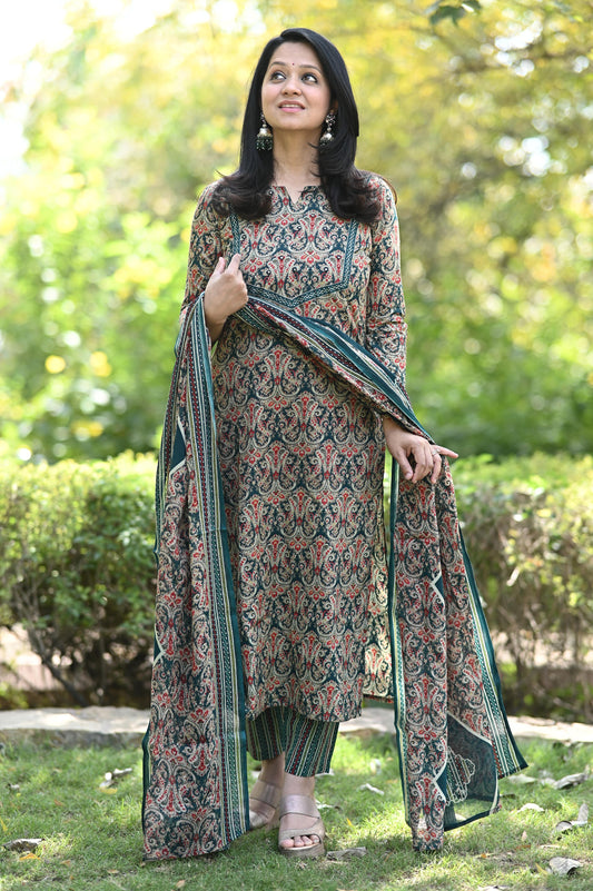 Kalamkari Mirror Work - Green