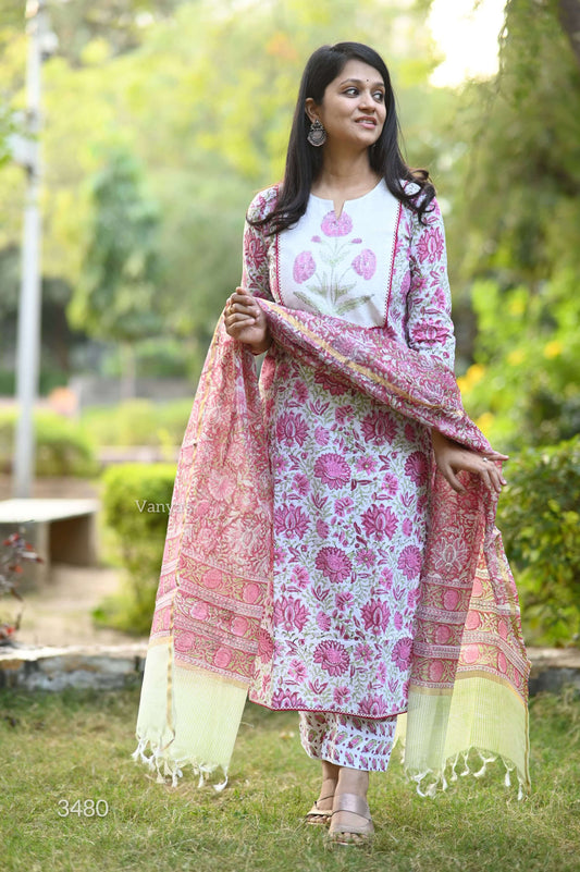 Bagru Hand Block Patch work on Yoke