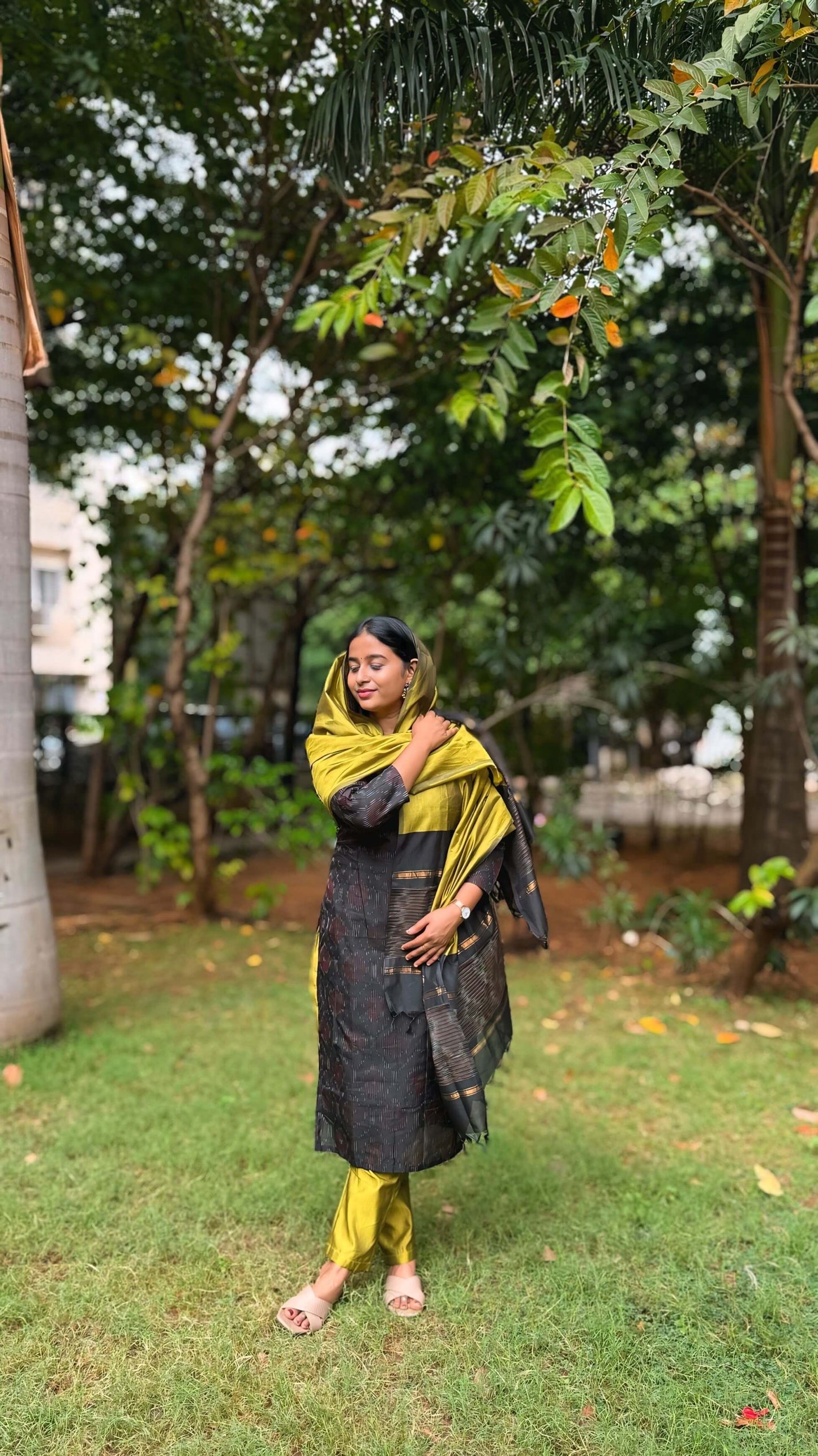 Black Sico Design Silk Salwar