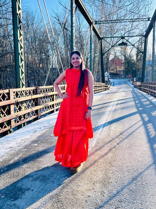 Orange Traditional Skirt & top