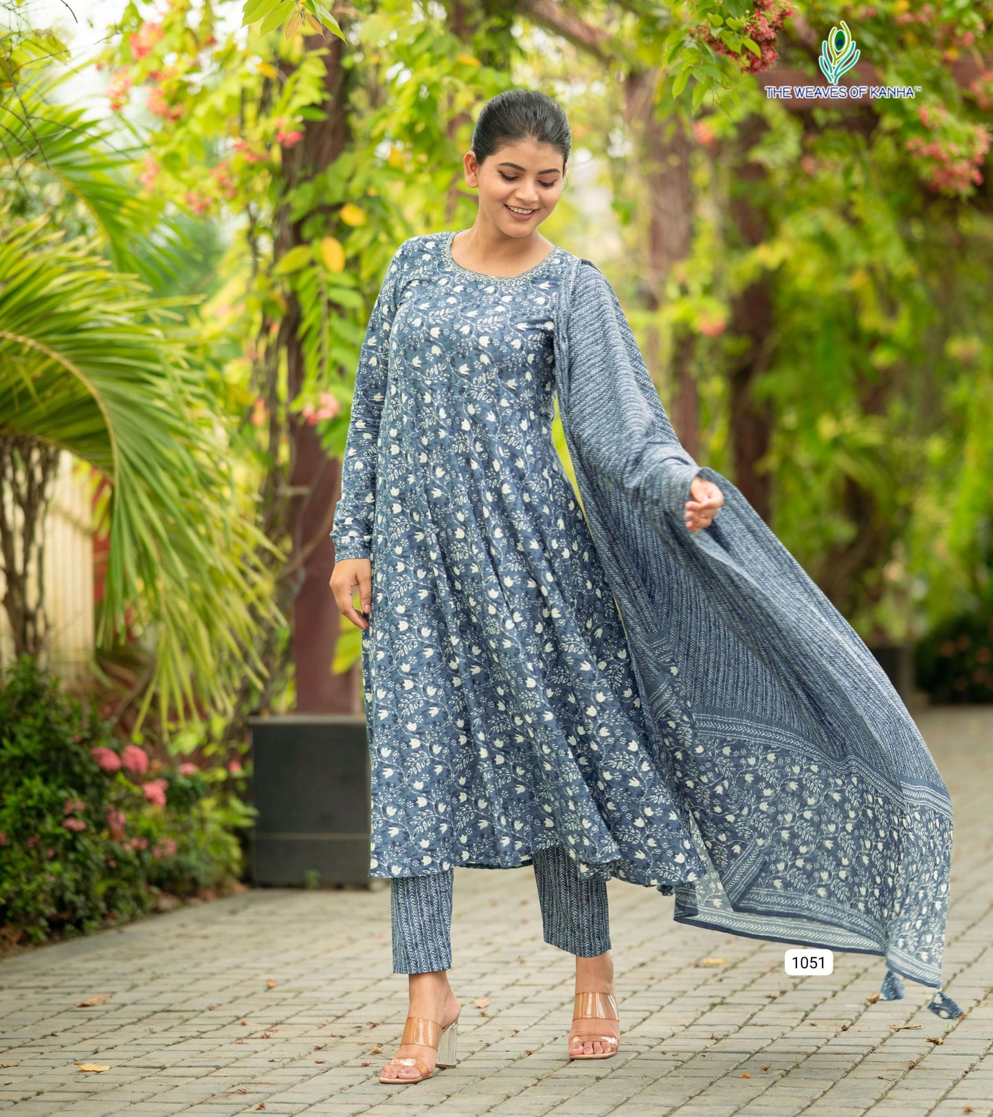 Powder blue with white floral