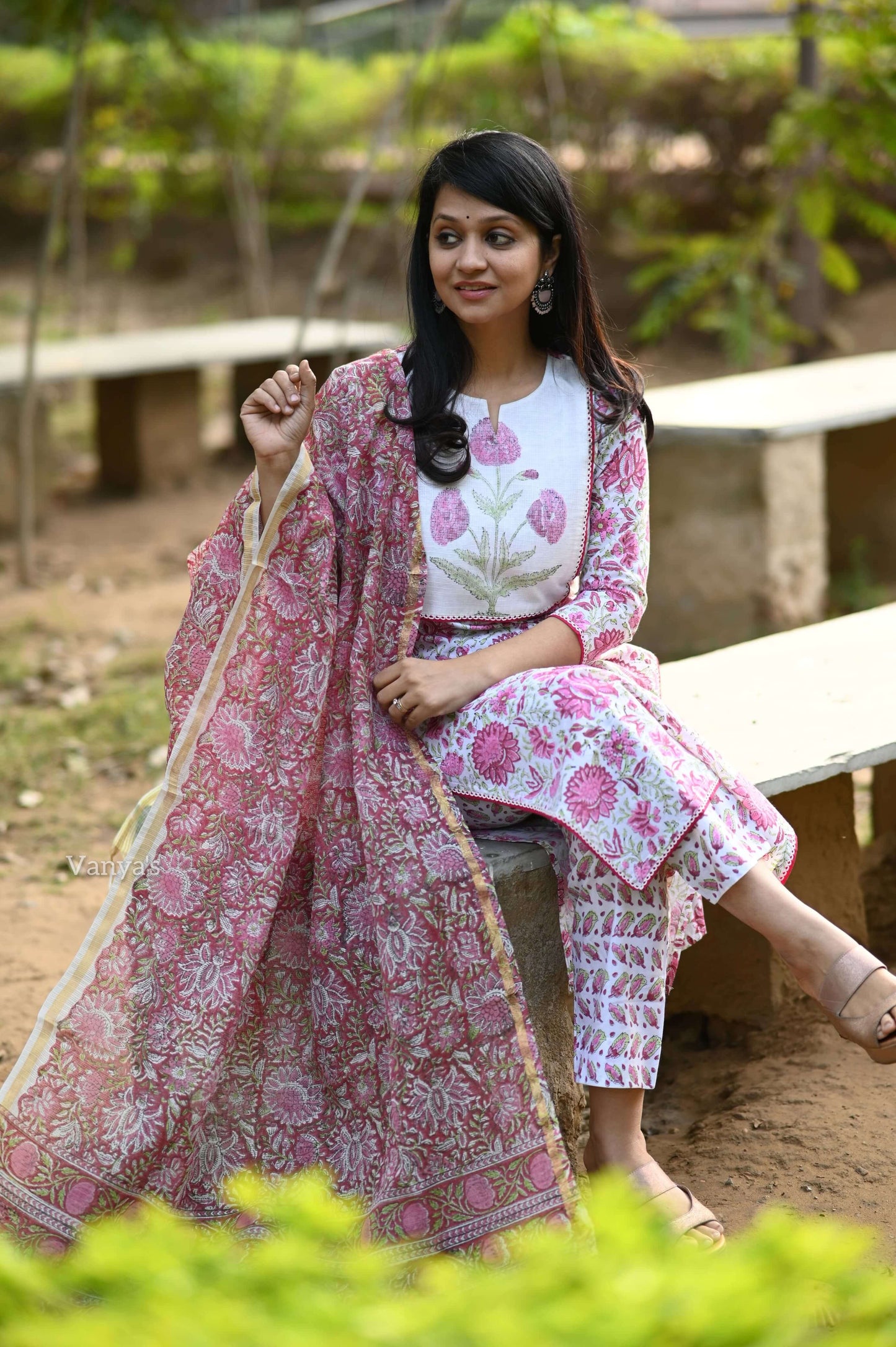 Bagru Hand Block Patch work on Yoke