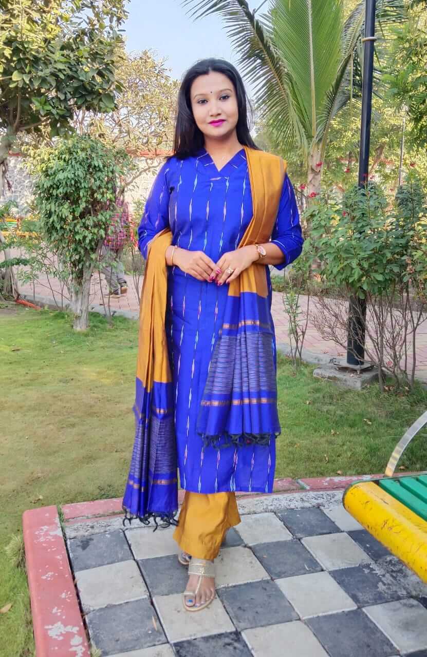 V Closed Neck Silk Salwar