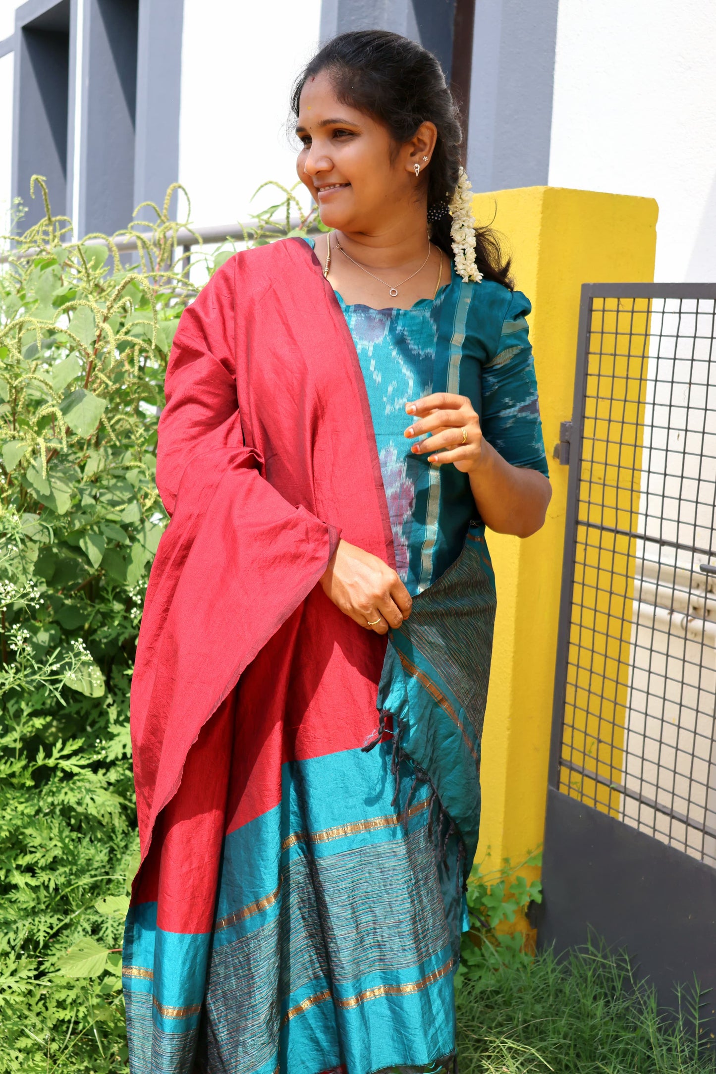 Peacock Blue Silk Salwar