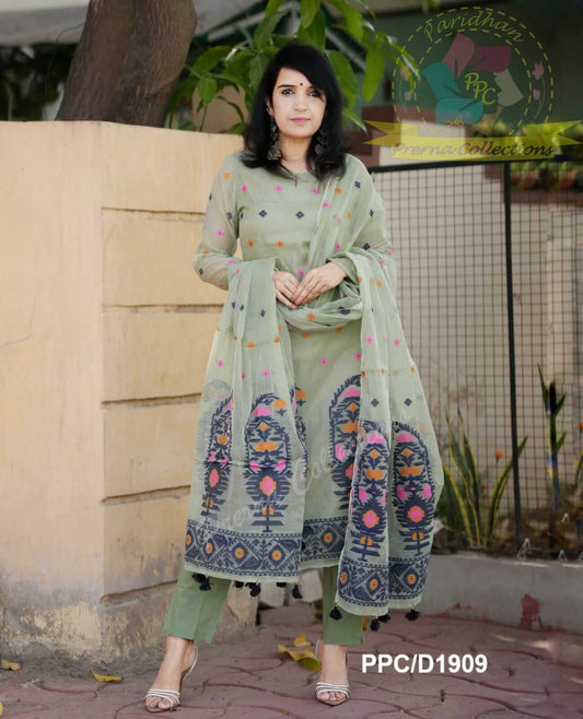 Green Jamdani with Lining