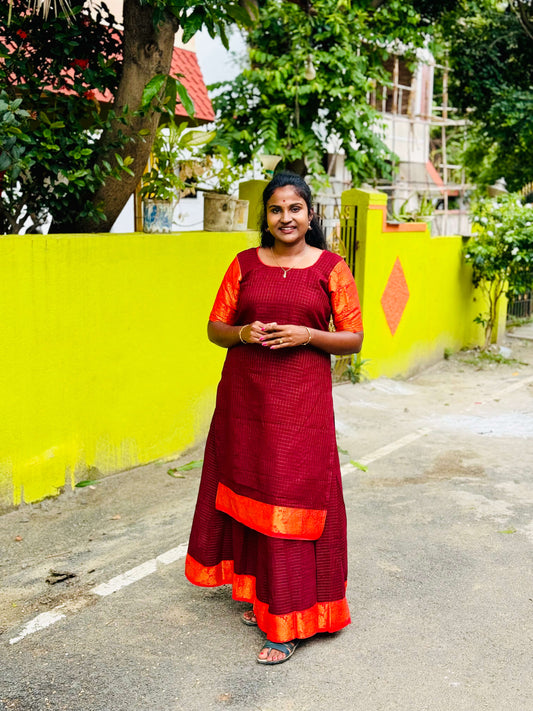 Traditional Skirt and top (Brown &Orange)