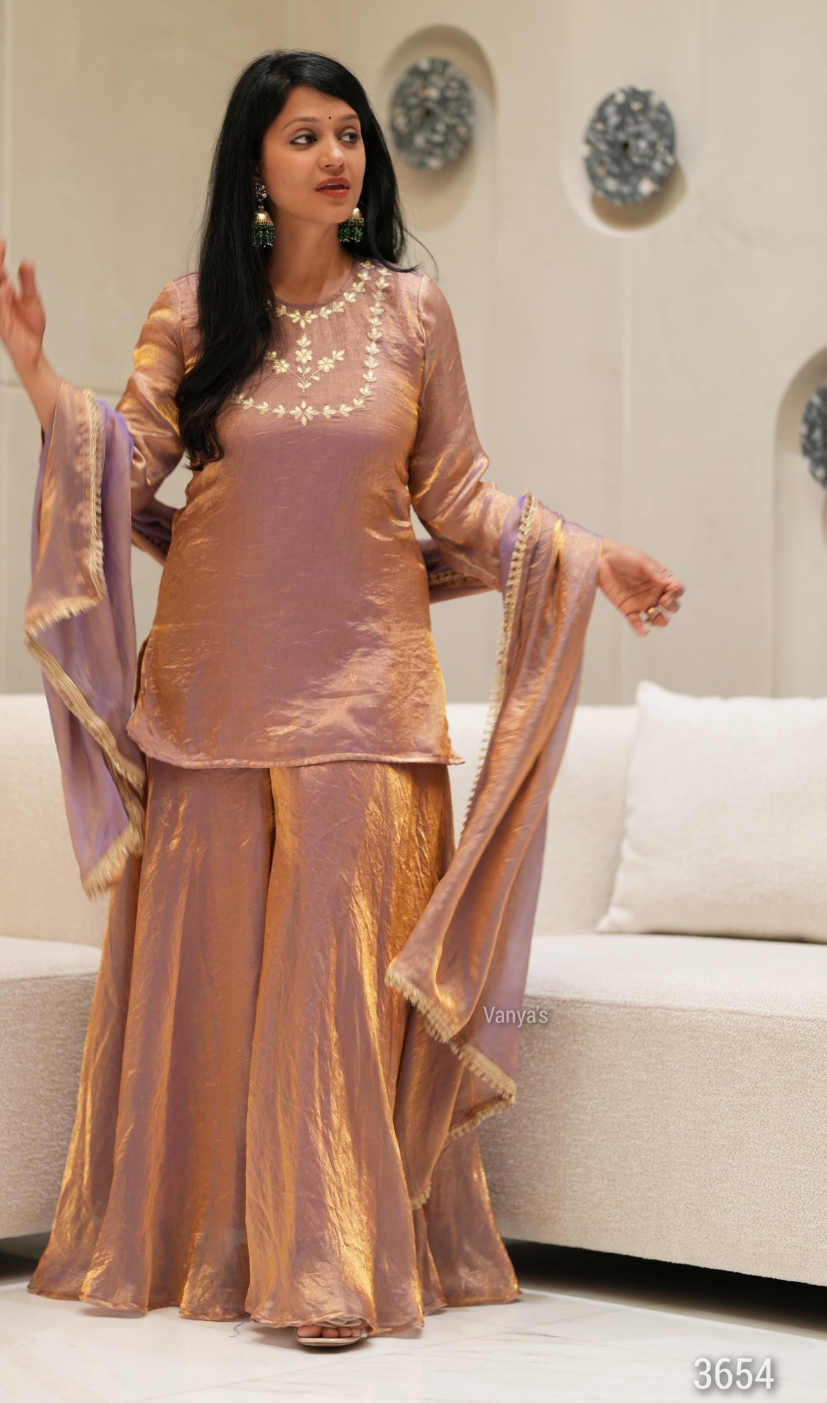 Rose Gold Sharara set