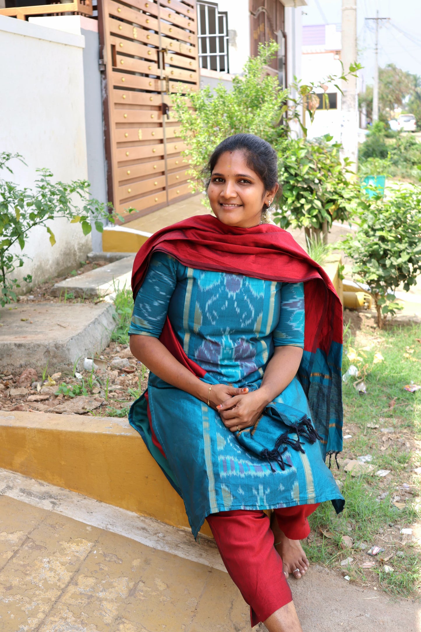 Peacock Blue Silk Salwar