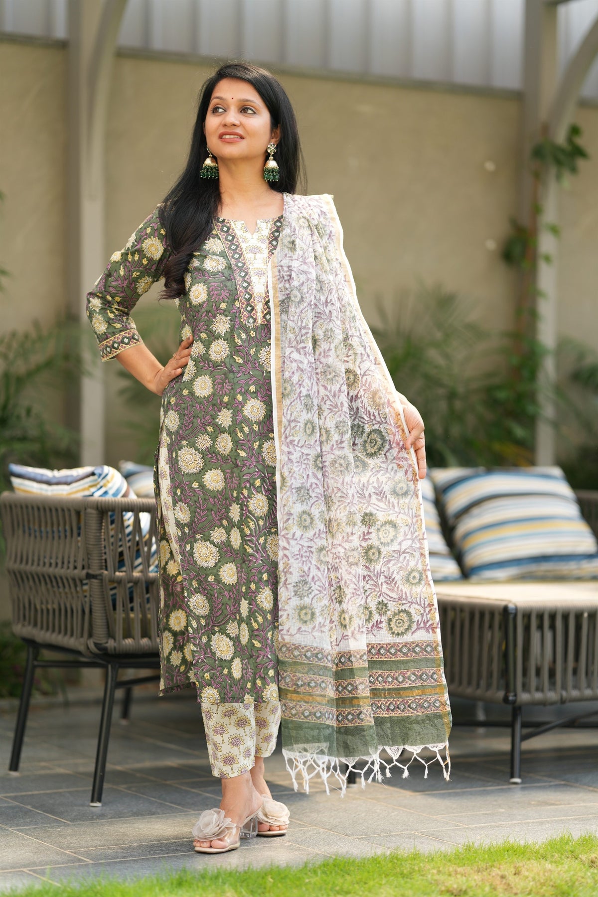 Floral Hand Block Pintuck
