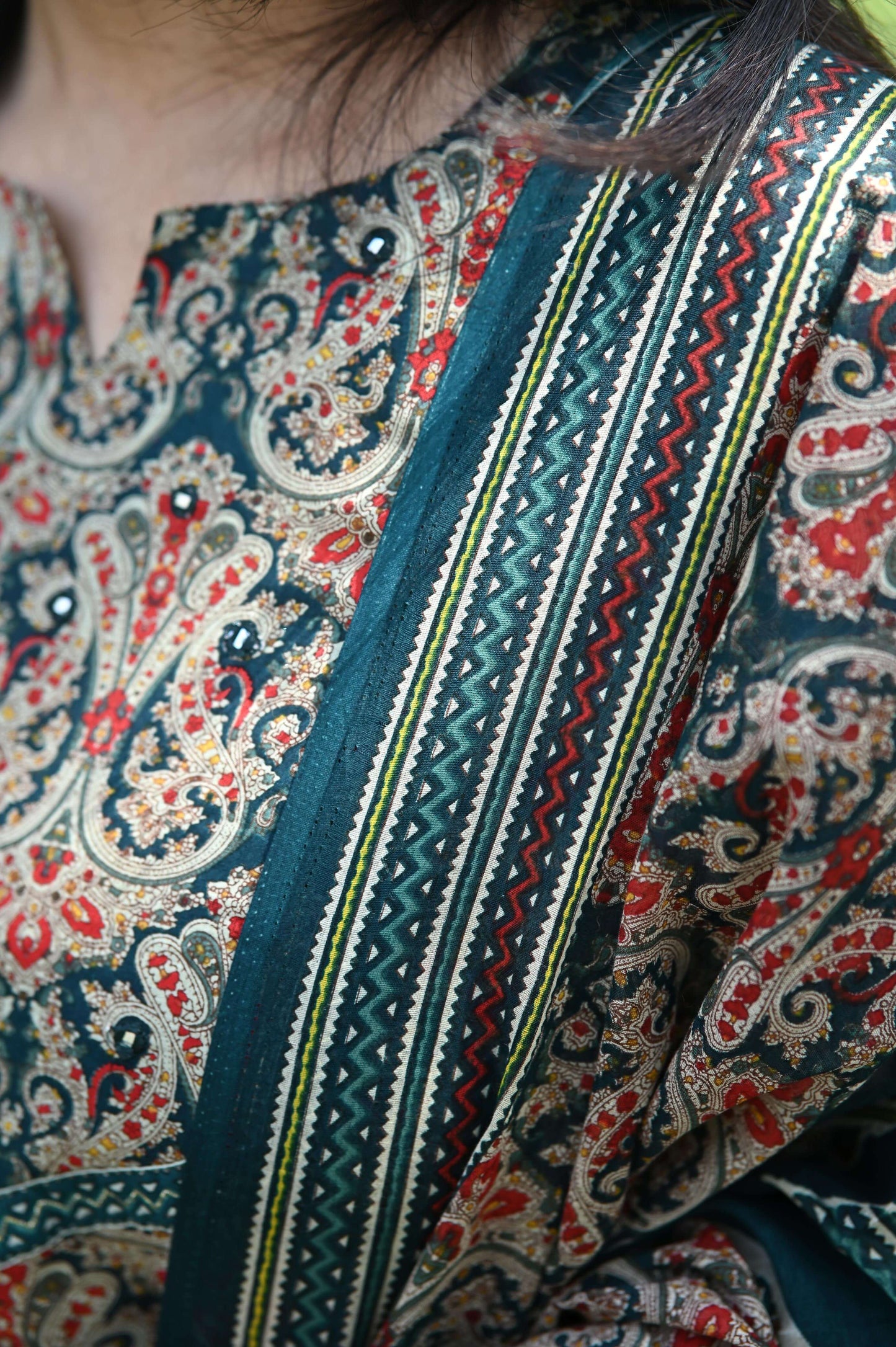 Kalamkari Mirror Work - Green