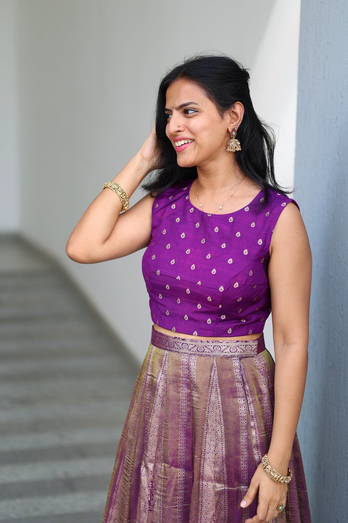 Purple Crop Top & Skirt
