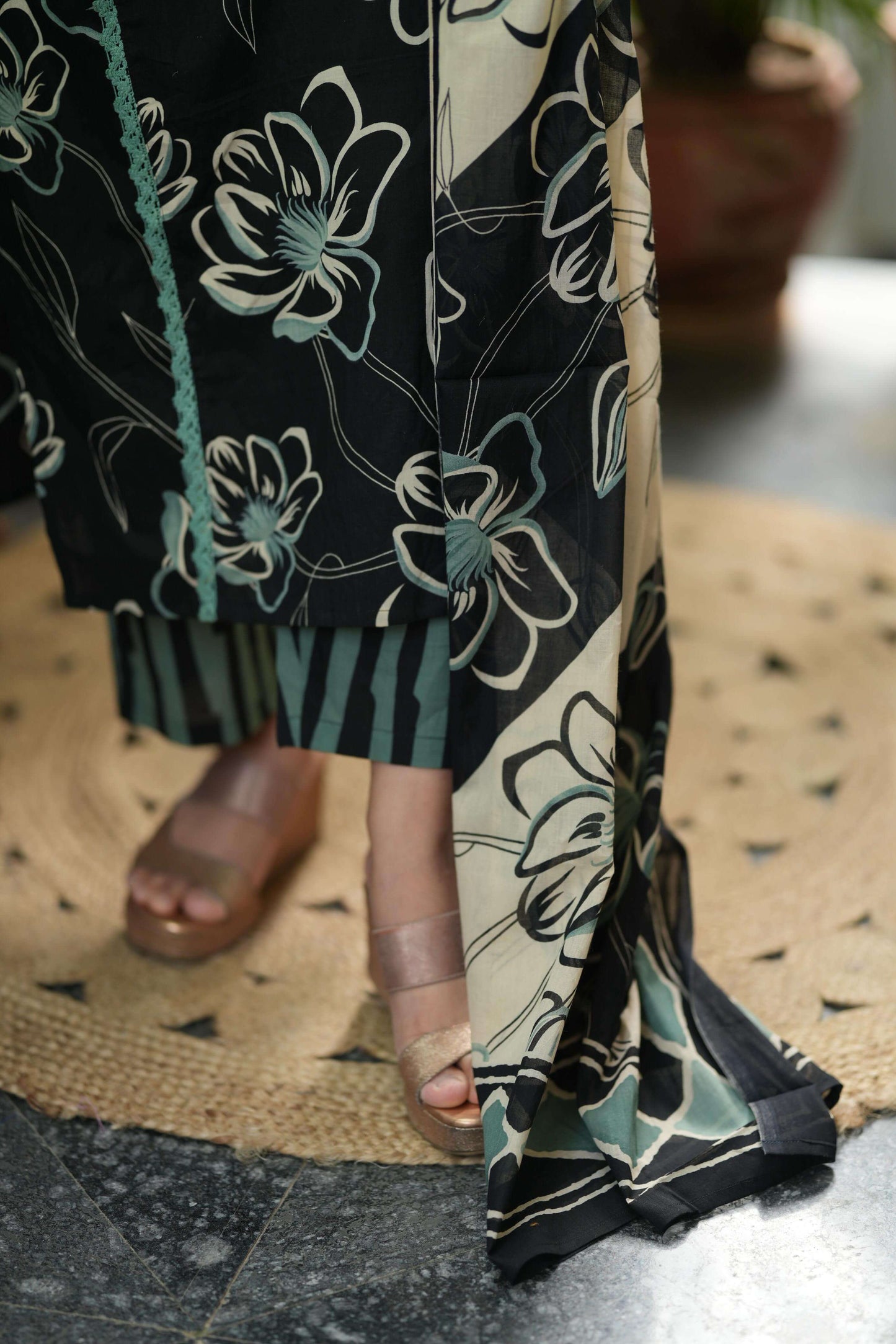 Green Crocia Lace Top