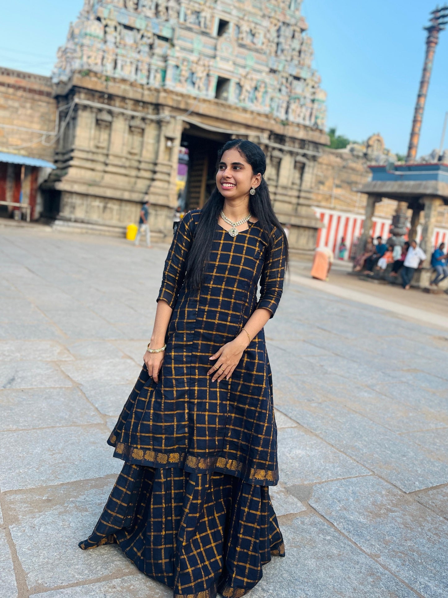 Star Neck  Blue Skirt and top
