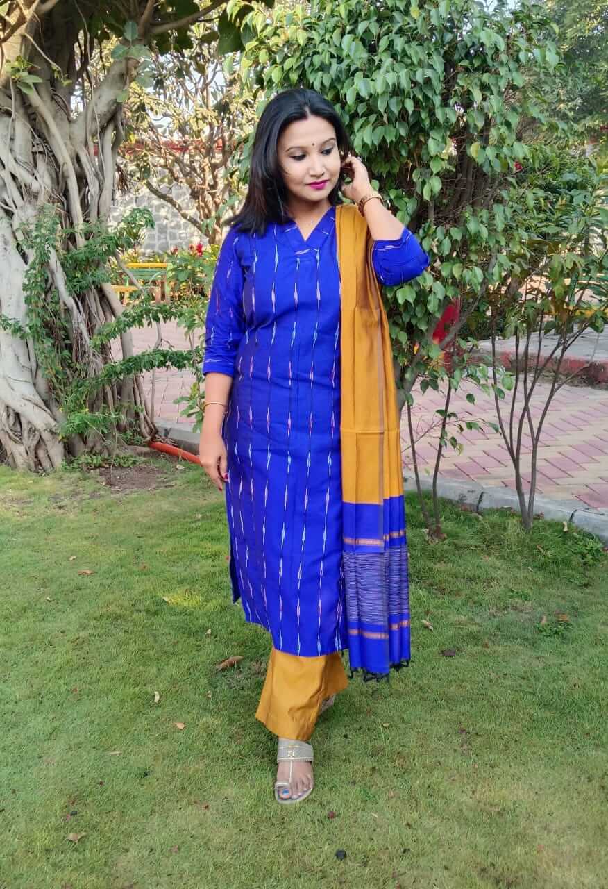 V Closed Neck Silk Salwar