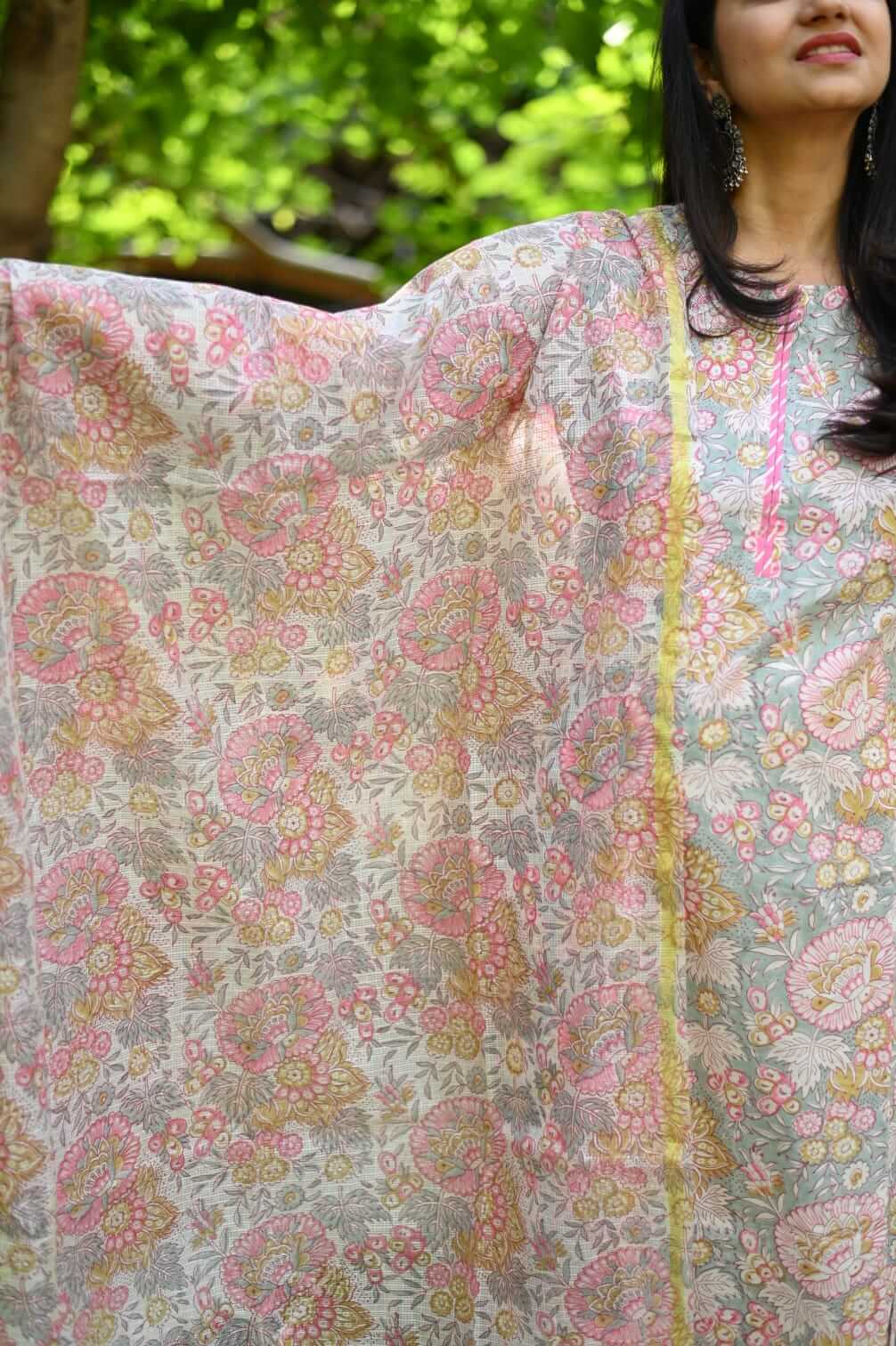 Embroided kurta Pink & Grey