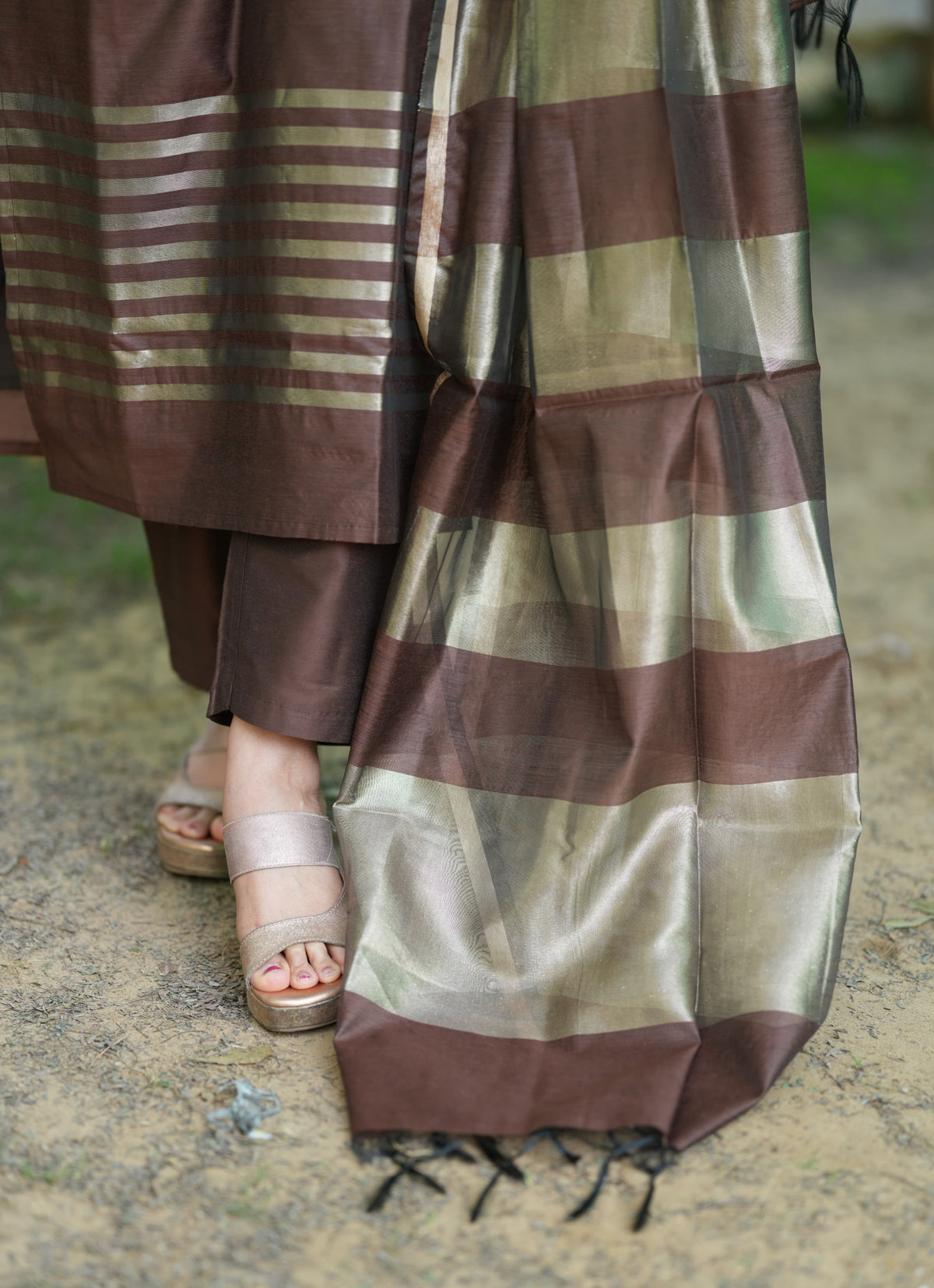 Brown Banarsi Silk