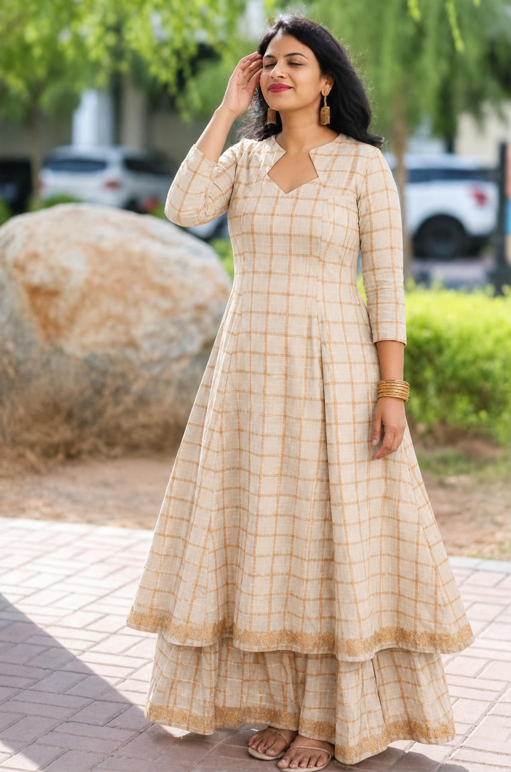 Onam Star Neck Skirt & top