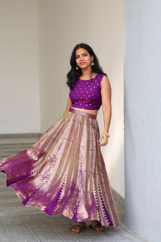 Purple Crop Top & Skirt
