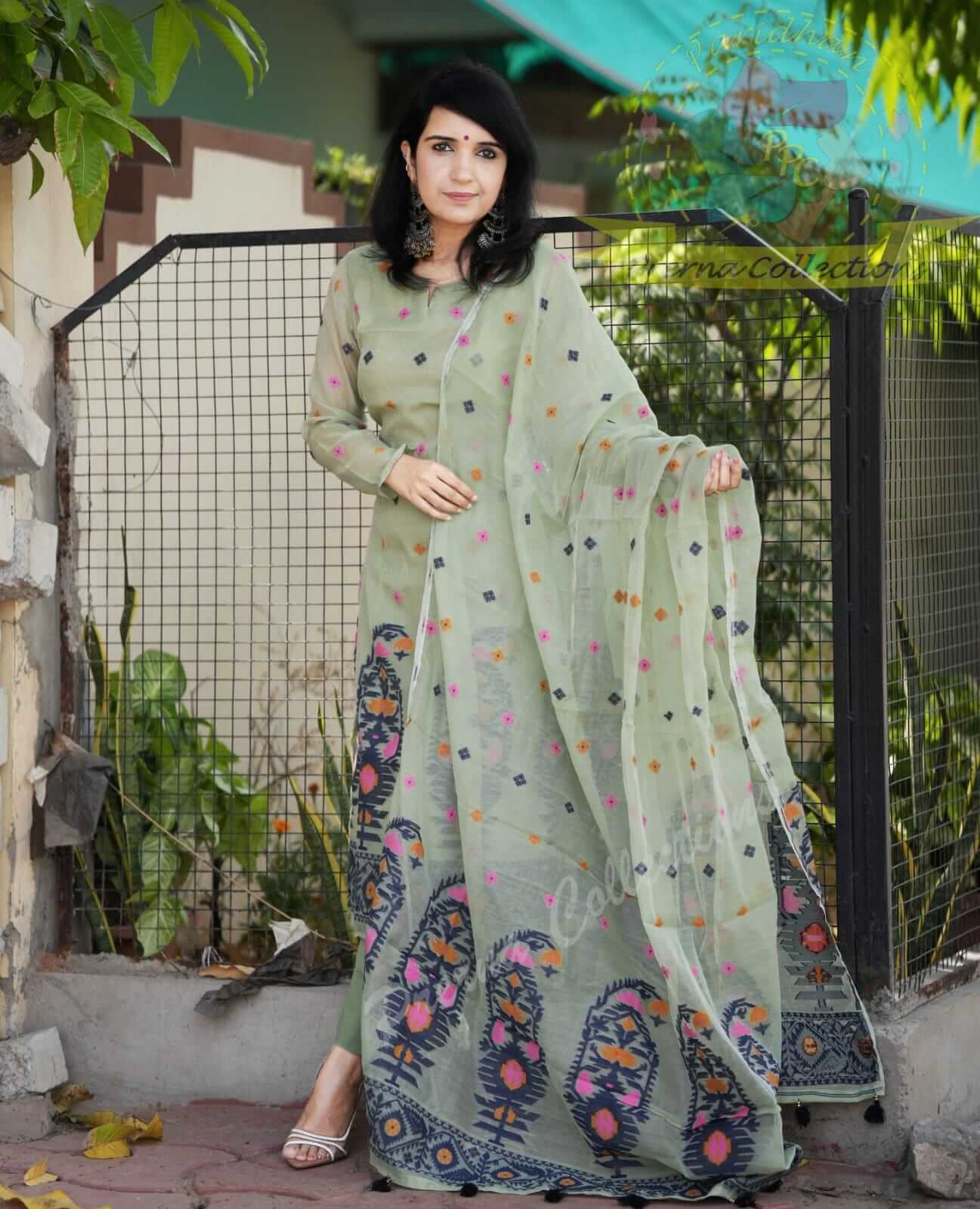Green Jamdani with Lining