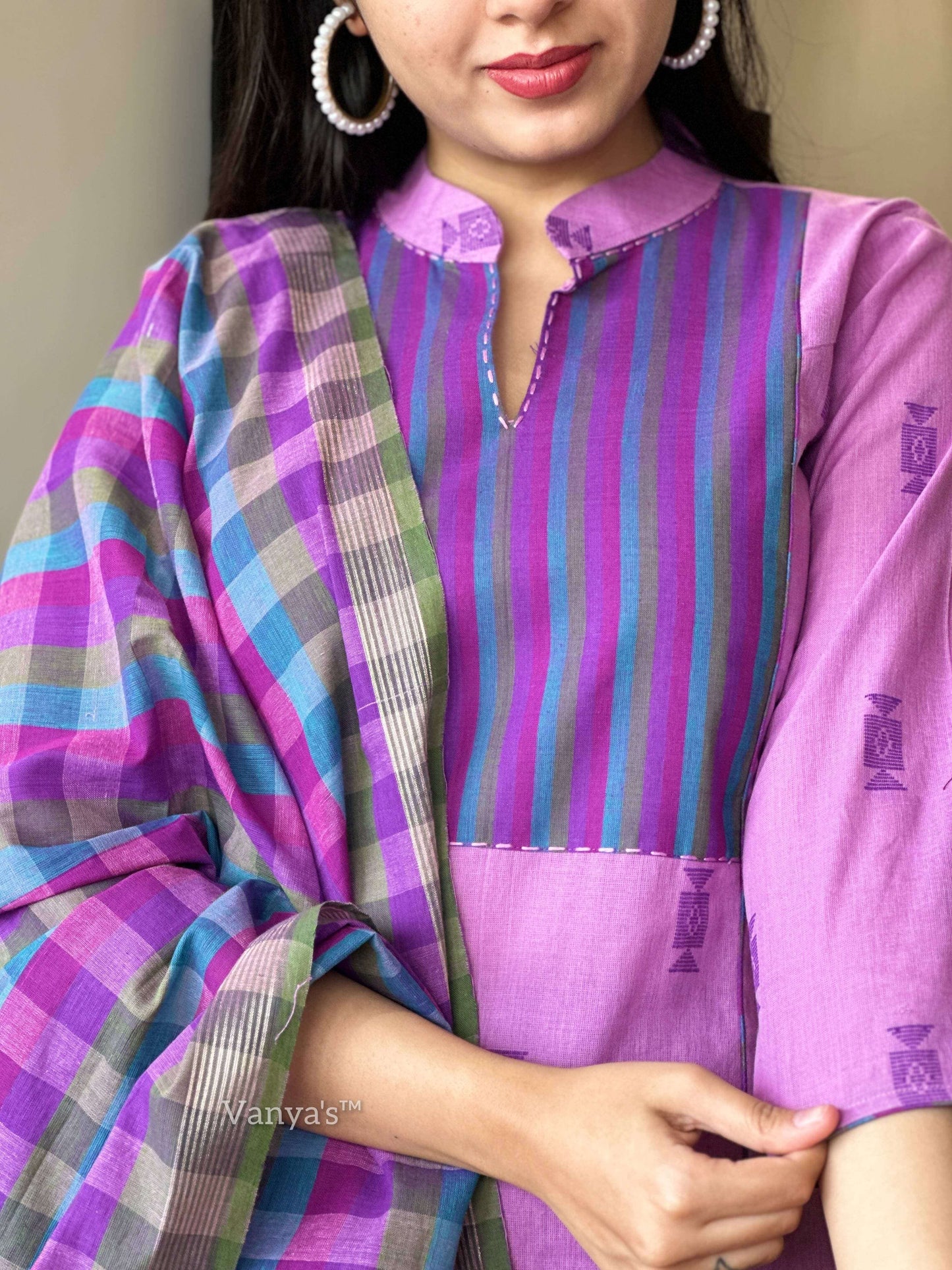 Handloom suit with Zari Dupatta