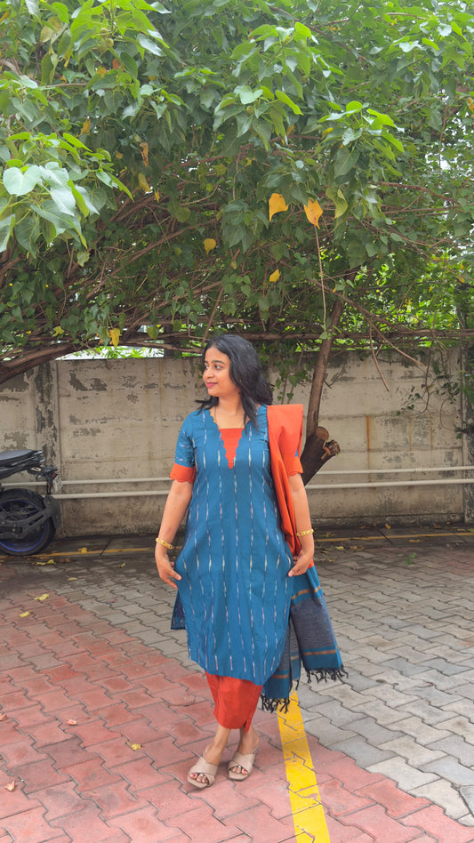 Blue Pochampally Silk Salwar