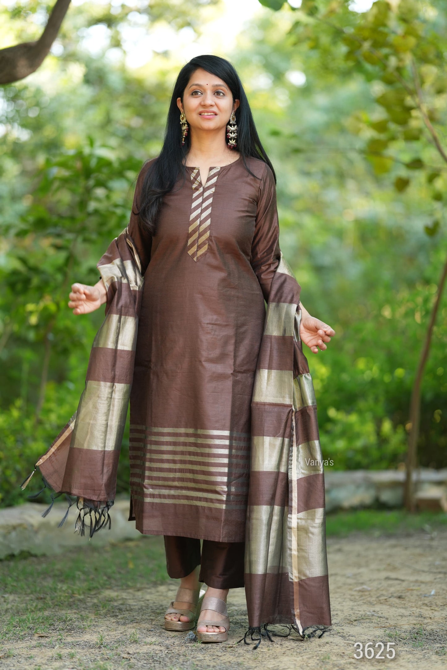 Brown Banarsi Silk