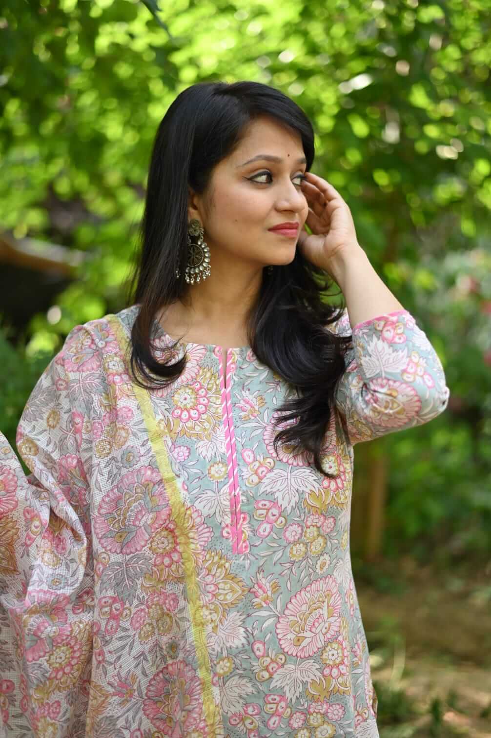 Embroided kurta Pink & Grey