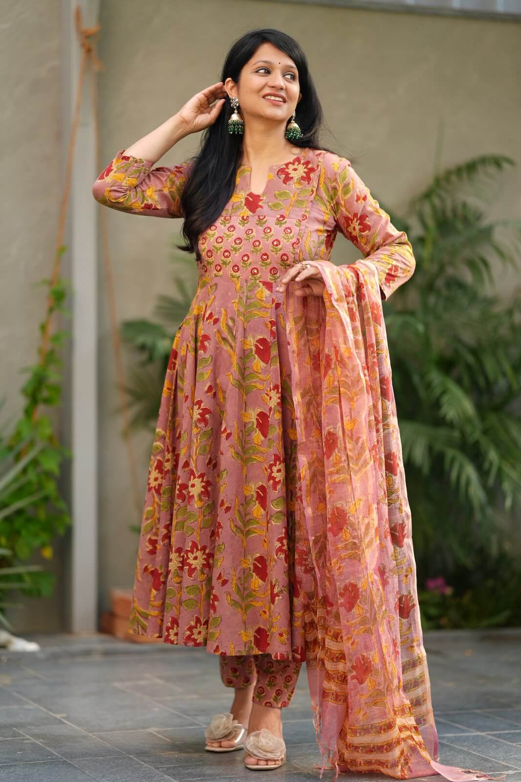 Hand Block Anarkali