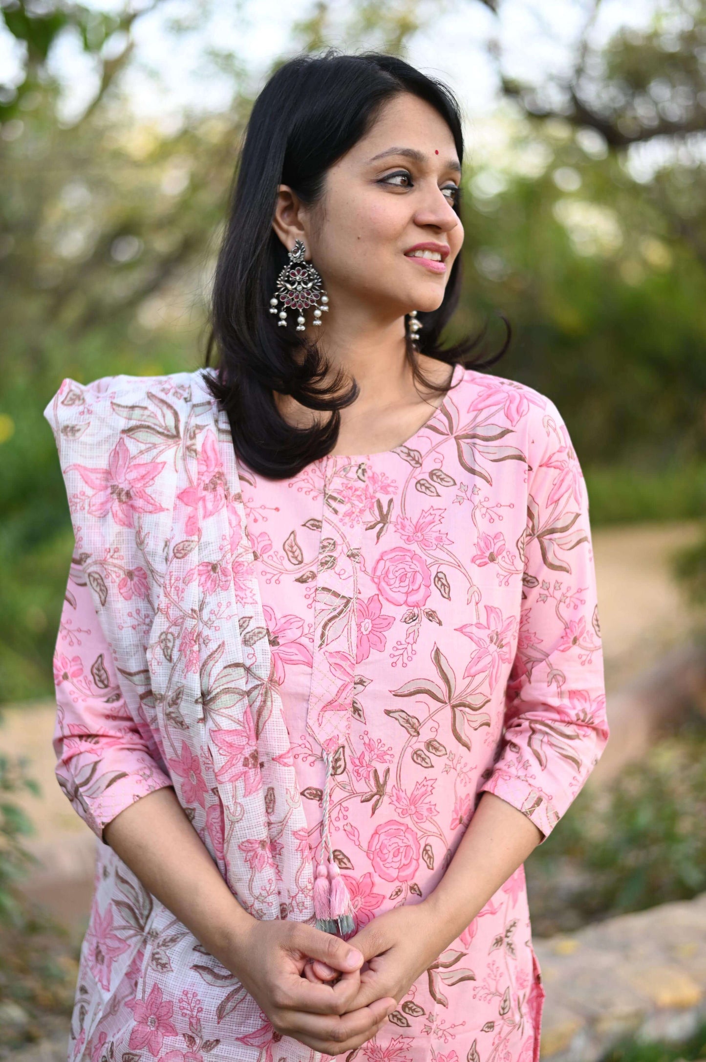 Pink & White Handblock set