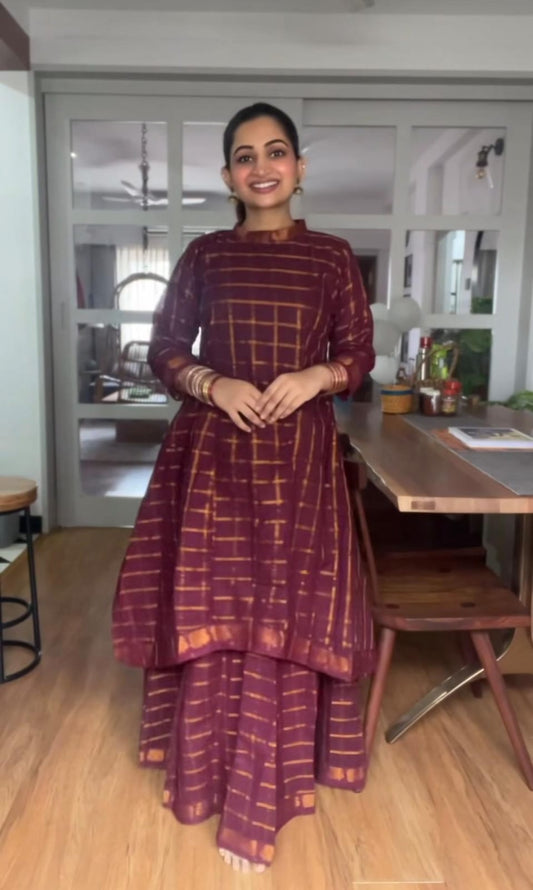 Elbow Sleeves Sungudi Skirt & Top