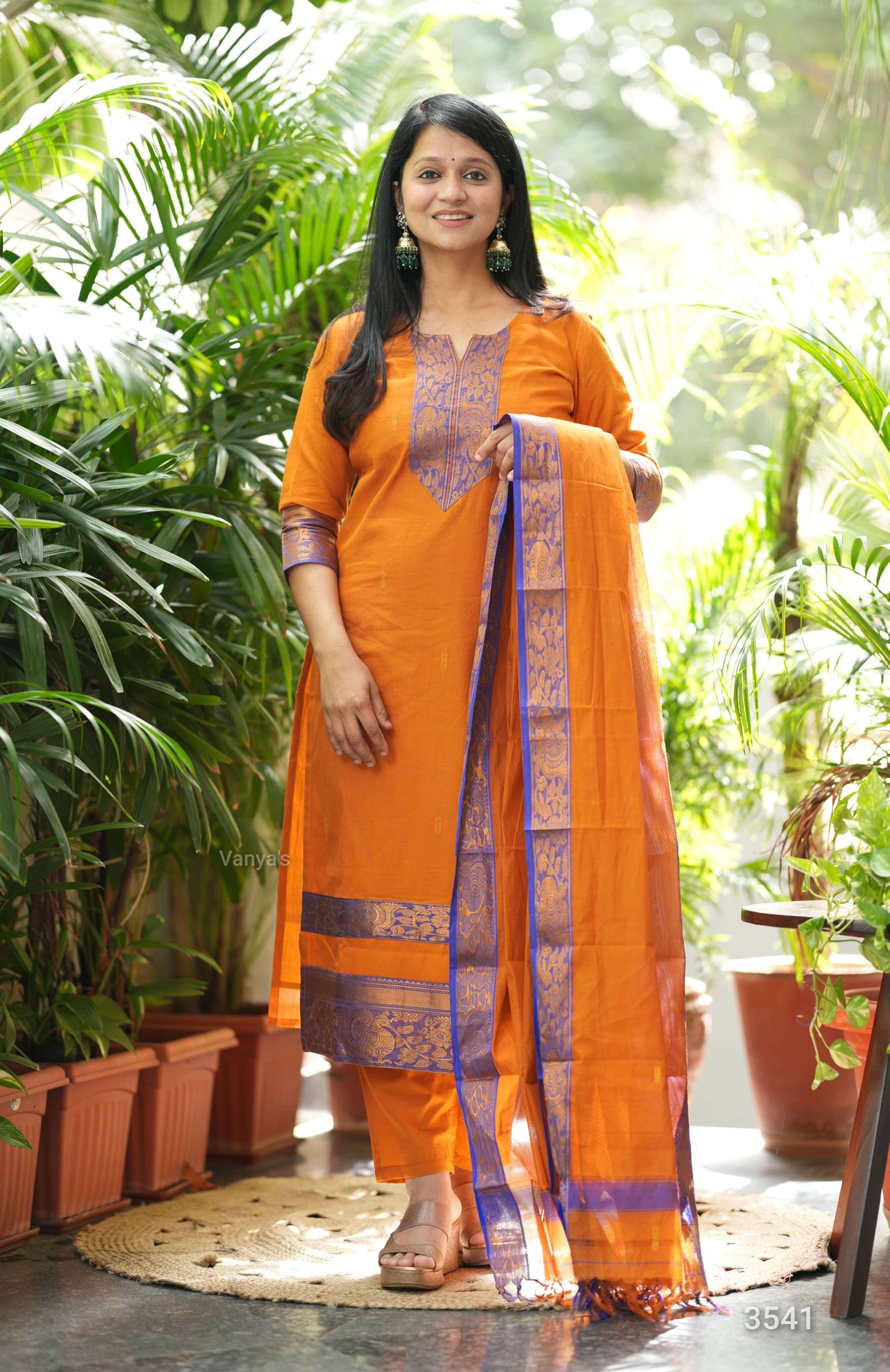 Rust Orange  Kanchi Cotton