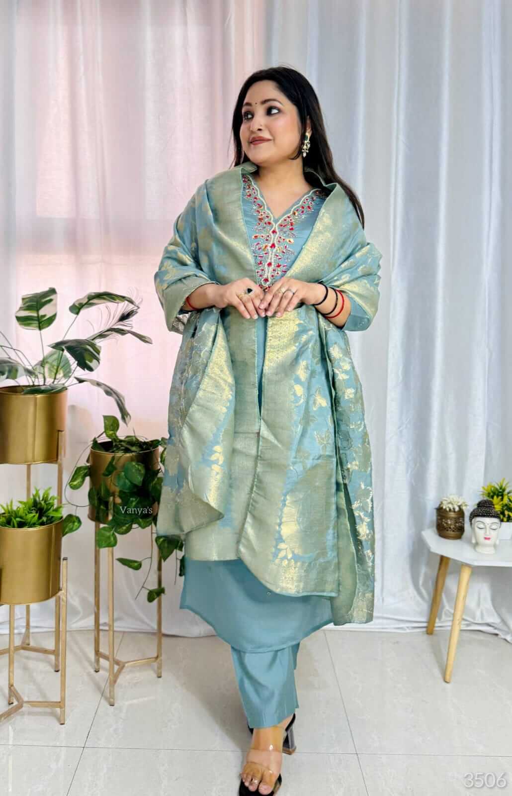 Pastel Blue Roman Silk