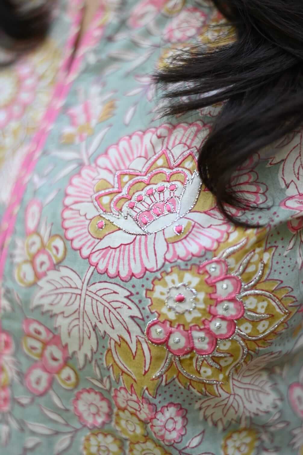 Embroided kurta Pink & Grey