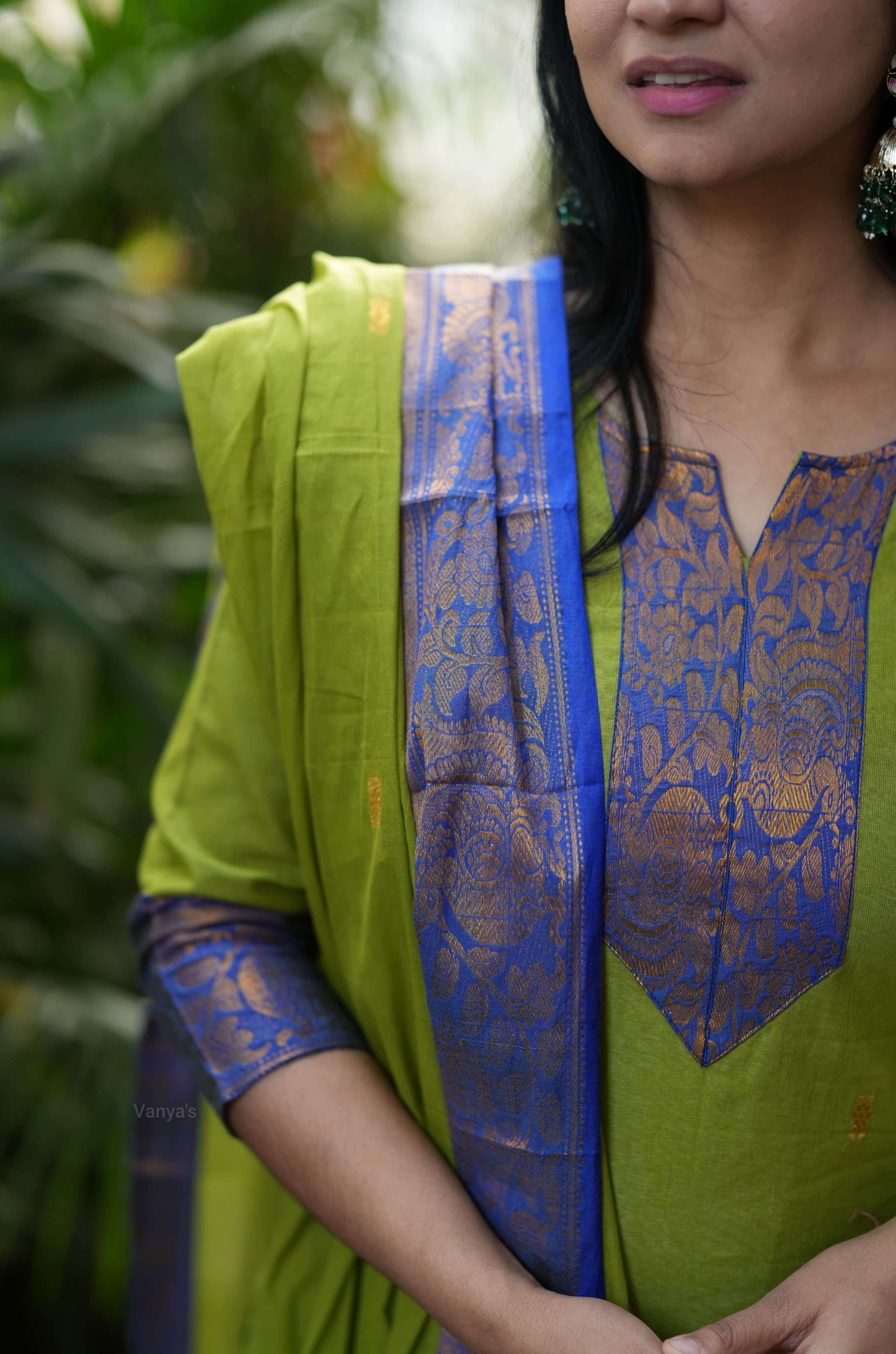 Parrot Green Kanchi Cotton