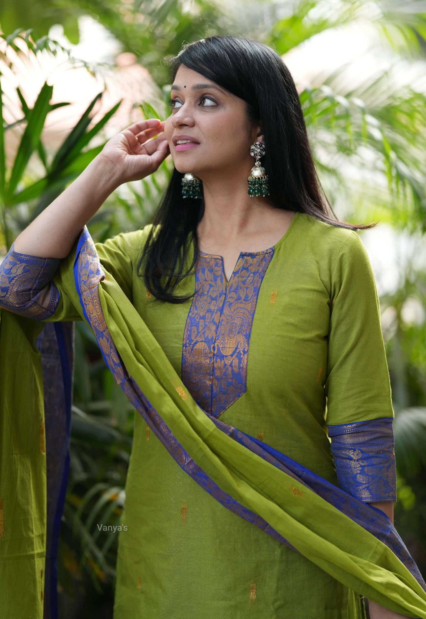 Parrot Green Kanchi Cotton