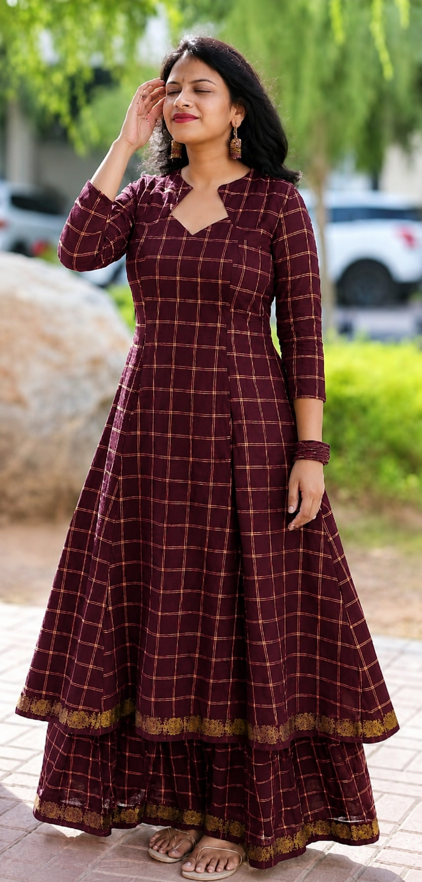 Star Neck Maroon  Skirt & top